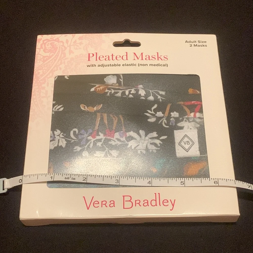 NWT Vera Bradley Cotton Face Mask Set of 2 Merry Mischief Reindeer Holiday